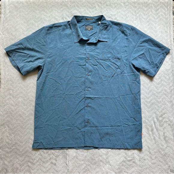 Quiksilver Waterman Comfort‎ Fit Button Down Short Sleeve T-Shirt Blue Size 3X - Picture 2 of 6